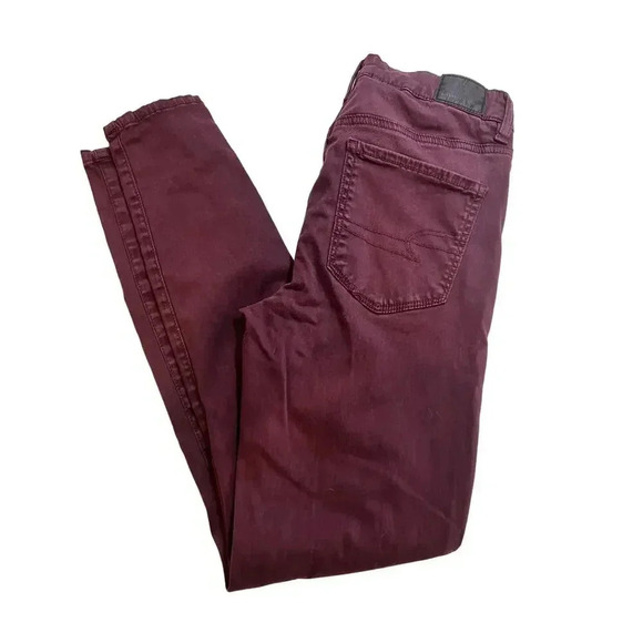 AMERICAN EAGLE HIGH RISE JEGGING STRETCH MAROON WOMENS SIZE 6 - Picture 6 of 7